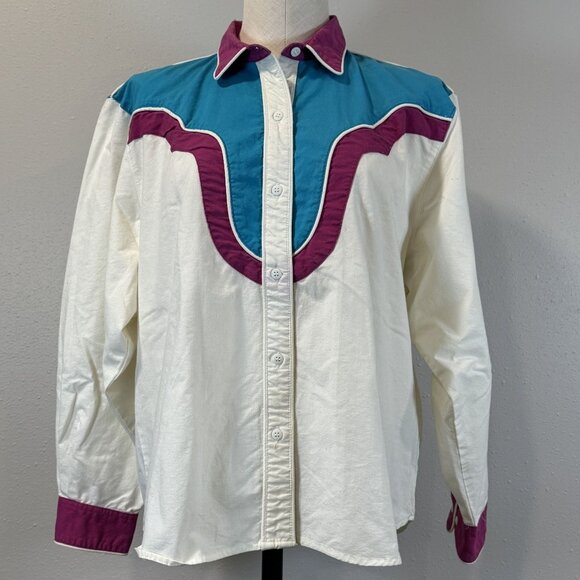 Vintage The San Angelo Collection 80s Western Shirt Mens 48 Multicolor Cotton - Picture 1 of 15